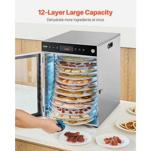 Maddehydrator, 12 bakker, 35,5x47,3x49,5 cm, rustfrit stål
