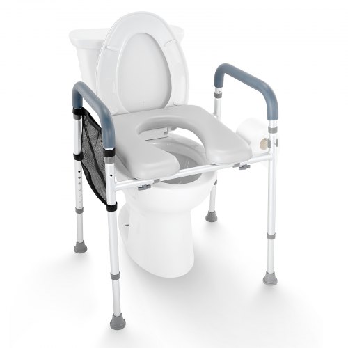 Forhøjet toiletsæde, 52.5x64x65.5-80.5 cm, Justerbar, Aluminium