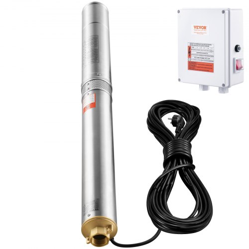 Dybbrøndsdykpumpe, 2200W, 19,4 m ledning, rustfrit stål, vandpumpe