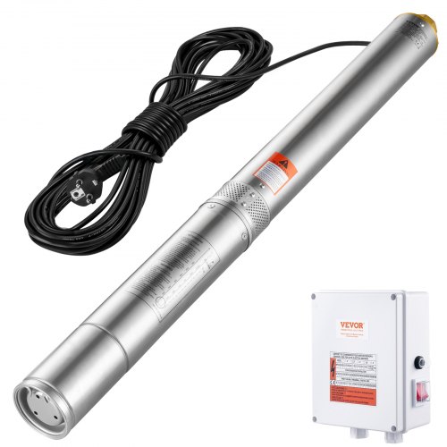 Dybbrøndsdykpumpe, 2200W, 19,4 m ledning, rustfrit stål, vandpumpe