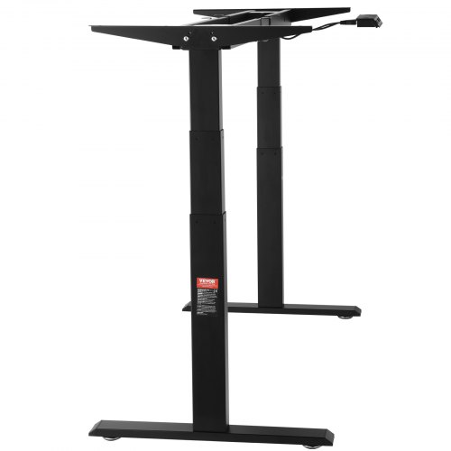 Stående skrivebordsstel, justerbar højde 65-129 cm, sort, dobbelt motor