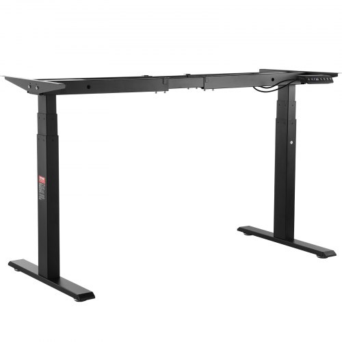 Stående skrivebordsstel, justerbar højde 65-129 cm, sort, dobbelt motor