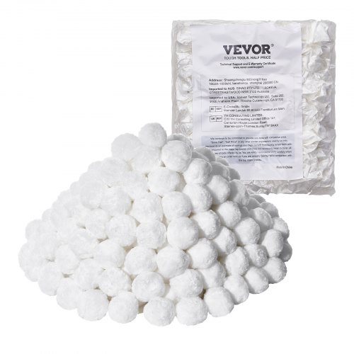 Poolfilterbollar, 1,6 kg, vit, polyesterfiber, återanvändbart filtermedia