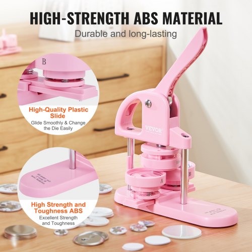 Knappefremstillingsmaskine, 28,5x9x34,5 cm, Pink, Plast