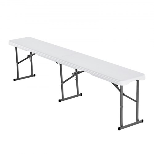 Taitettava penkki, 182x28x43 cm, valkoinen, HDPE
