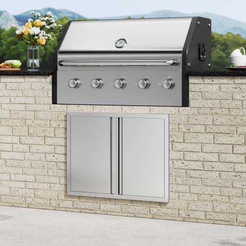 BBQ adgangsdør 78,7x60,9x4,5 cm rustfrit stål