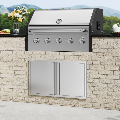 BBQ adgangsdør 914x534x45 mm rustfrit stål