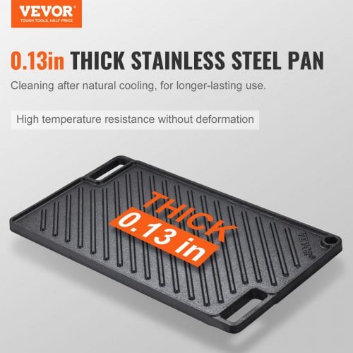 Stekhäll, Vändbar gjutjärnsstekhäll 24,6x42,5x1,6 cm, Svart, Non-stick kokkärl
