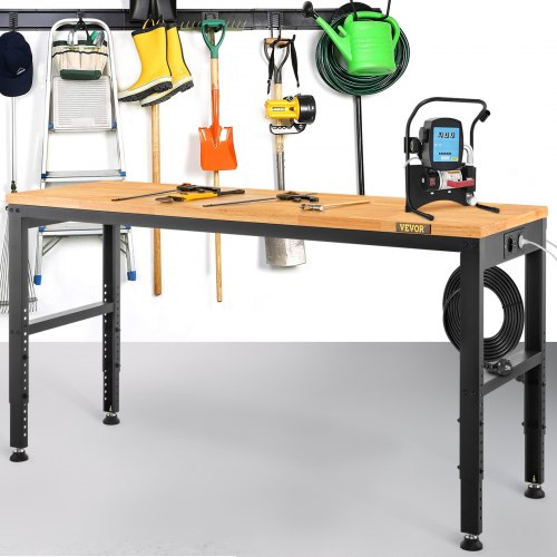 Arbejdsbord, 135x46x97 cm, Brun, Justerbar højde, Hårdttræ, Metal