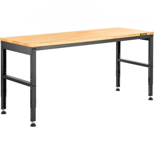 Arbejdsbord, 135x46x97 cm, Brun, Justerbar højde, Hårdttræ, Metal