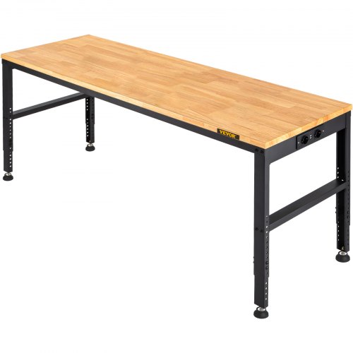 Arbejdsbord, 135x46x97 cm, Brun, Justerbar højde, Hårdttræ, Metal