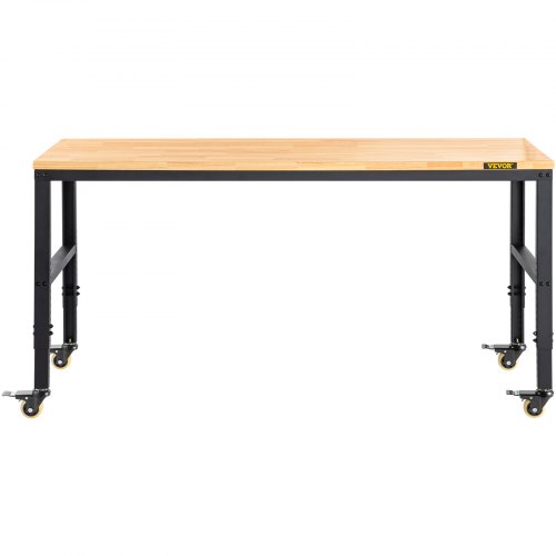Arbejdsbord, 122x61x104 cm, Brun, Justerbar Højde Metalstel