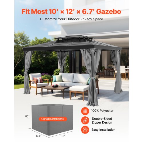 Pavillon Gardiner, 283x340x203.5 cm, Grå, Polyester