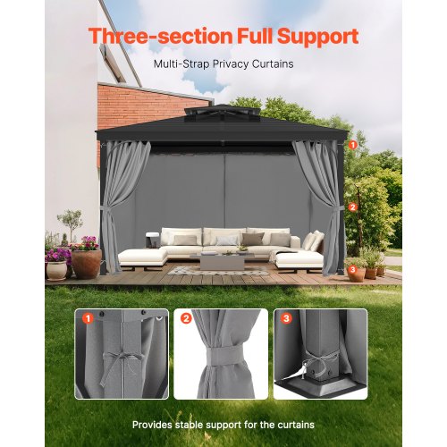 Pavillon Gardiner, 283x340x203.5 cm, Grå, Polyester
