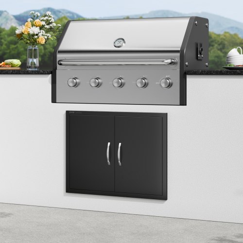 BBQ adgangsdør 78,8x61x4,6 cm sort, kold plade