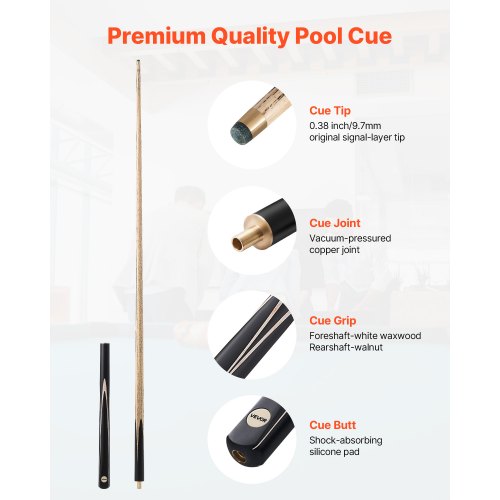 Snookerqueue, 145x3,1x0,95 cm, Brun