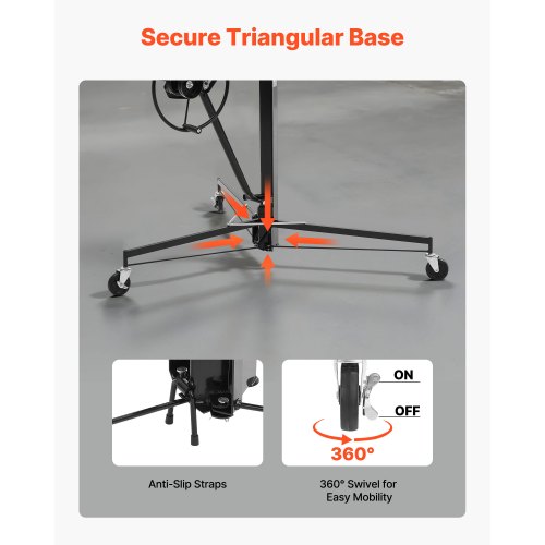 Gipspladeløfter 3353 mm Heavy-Duty 68 kg 1530x1530x1450 mm Sort Stål