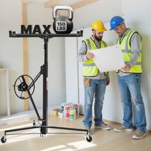 Gipspladeløfter 3353 mm Heavy-Duty 68 kg 1530x1530x1450 mm Sort Stål