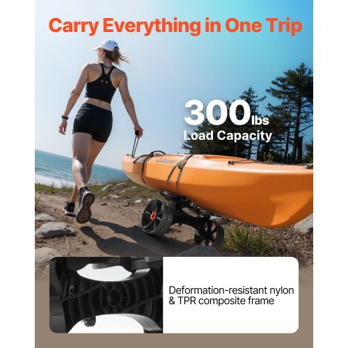 Kajakvogn, Sammenklappelig Trolley 61,5x32,5x32 cm, Sort, Nylon & TPR