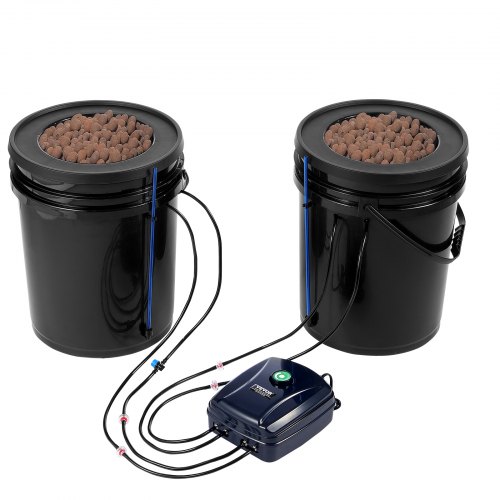 Hydroponisk dyrkningssystem, Deep Water Culture 30x30x38 cm, sort, 2 spande