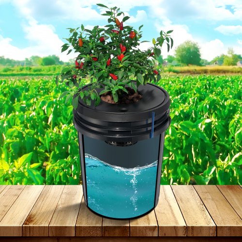 Hydroponisk dyrkningssystem, Deep Water Culture 8 spande, 30x30x38 cm, sort, PP materiale