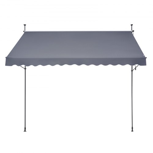 Terrassemarkise, Udtrækkelig, 350x120 cm, Mørkegrå, Justerbar Højde, Stål