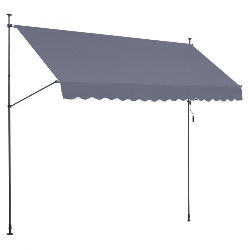 Terrassemarkise, Udtrækkelig, 400x120 cm, Mørkegrå, Justerbar højde, Stål