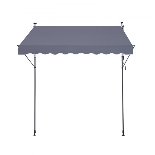 Terrassemarkise, Udtrækkelig, 250x120 cm, Mørkegrå, Justerbar højde, Stål