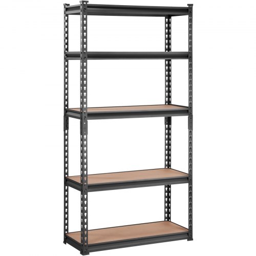 Opbevaringsreol, 75x30x152 cm, Sort, Metal, Justerbar