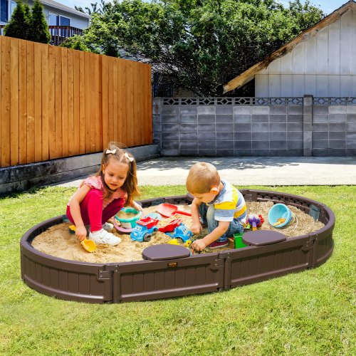 Sandkasse, 183x105,5x23 cm, Brun, HDPE
