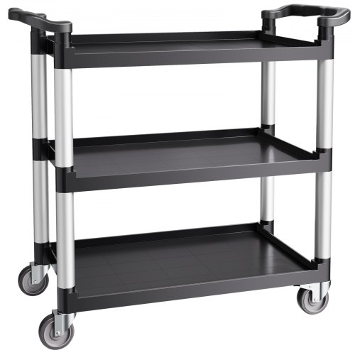 Rullebord, 3-lags plast rullebord 106x49x98 cm, Sort, Opbevaring