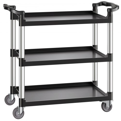 Rullebord, 3-lags plast rullebord 106x49x98 cm, Sort, Opbevaring