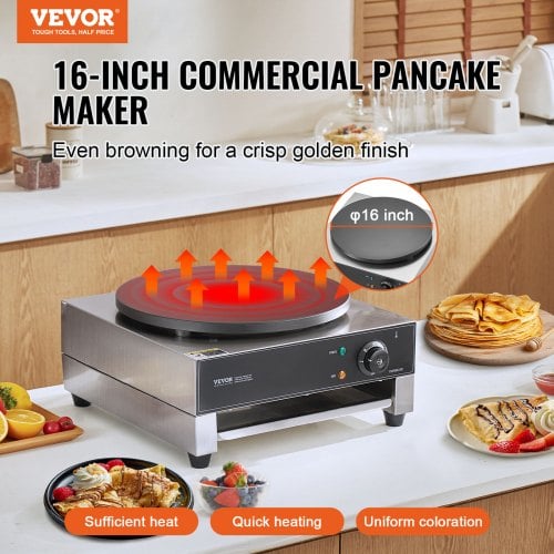 Crepe Maker, Elektrisk Kommerciel 40x45.5x22.5 cm, Sølv, Rustfrit Stål