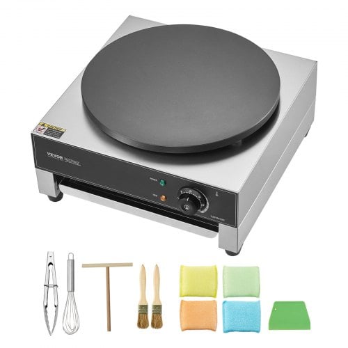 Crepe Maker, Elektrisk Kommerciel 40x45.5x22.5 cm, Sølv, Rustfrit Stål