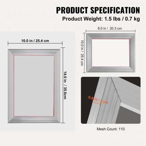 Serigrafisæt, 2 aluminiumsrammer 20,3x25,4 cm/25,4x35,6 cm, gør-det-selv trykning