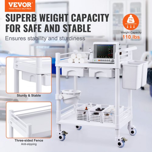 Laboratorievogn, 70,5x44,5x90 cm, Hvid, Opbevaring