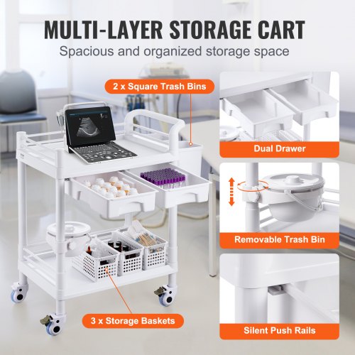 Laboratorievogn, 70,5x44,5x90 cm, Hvid, Opbevaring