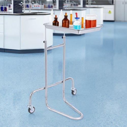 Laboratorievogn, 55x66x79-136 cm, Sølv, Rustfrit stål