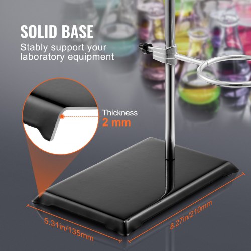 Labstativ, 59,9 cm stang, 21,1x13,5 cm base, stål, laboratoriestøtte