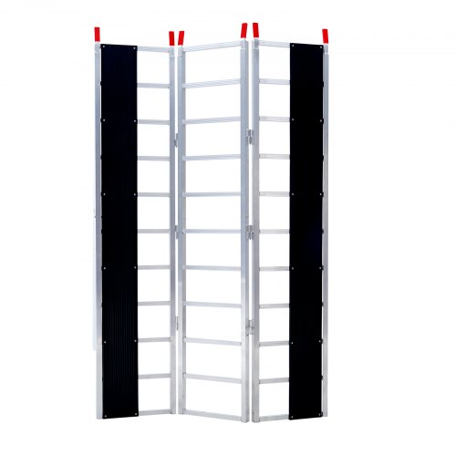 Opladningsrampe, tre-delt aluminium, 2160x1375x39 mm, skridsikker, opbevaring