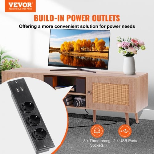 TV-bord, 140x40x50 cm, Eg, Rattan
