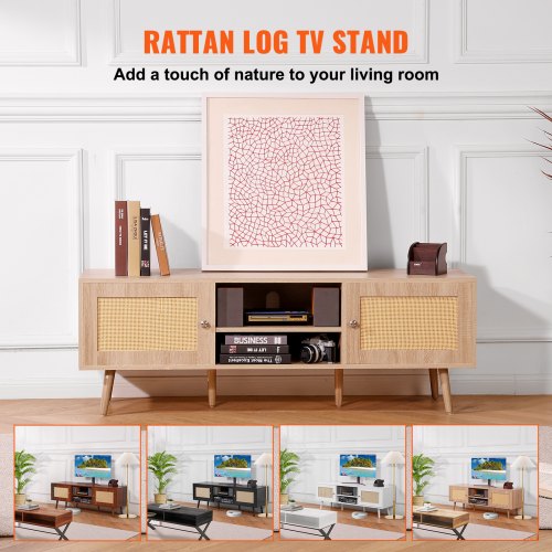 TV-bord, 140x40x50 cm, Eg, Rattan