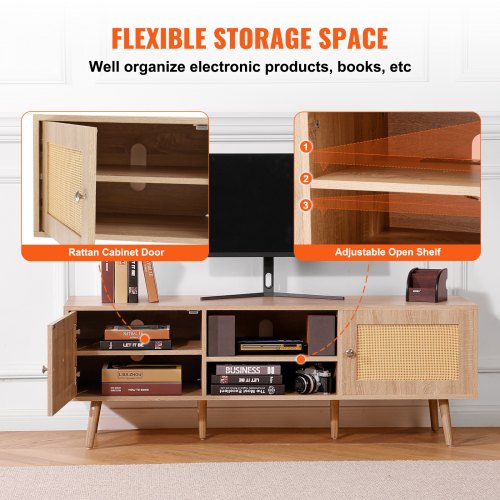TV-bord, 140x40x50 cm, Eg, Rattan