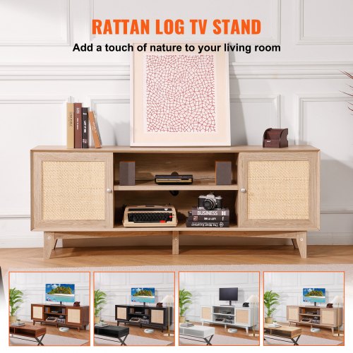 TV-bord, 167,7x39,7x63,6 cm, Eg, Rattan