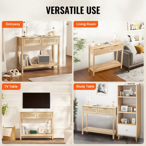 Konsolbord, 100x30x74,5 cm, Natur, Rattan