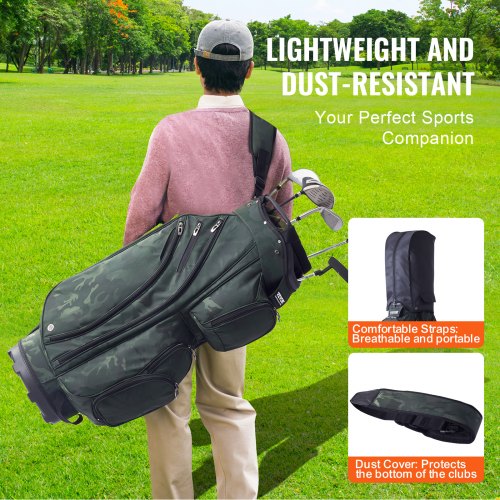 Golfvognstaske 43x33x91 cm Armygrøn Nylon