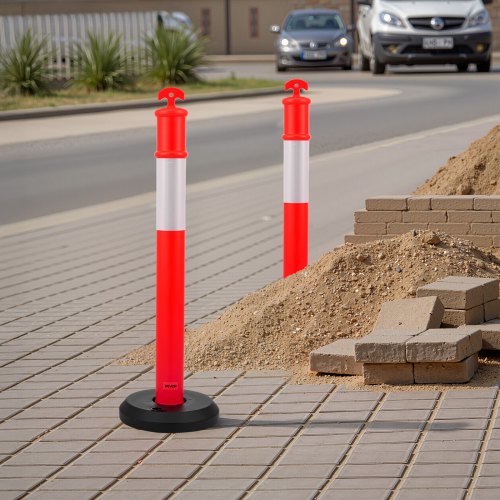 Trafikafspærringspæle, 6 stk., 35x35x114 cm, rød, sikkerhed