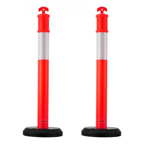 Trafikafspærringspæle, 2-pak, 35x35x114 cm, rød, reflekterende striber