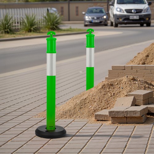 Trafikafspærringspæle, 3-pak, 35x35x114 cm, Grøn, Sikkerhed