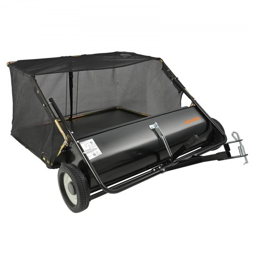 Gräsmattesop 127 cm Svart, Justerbar Sopningshöjd, Kraftig